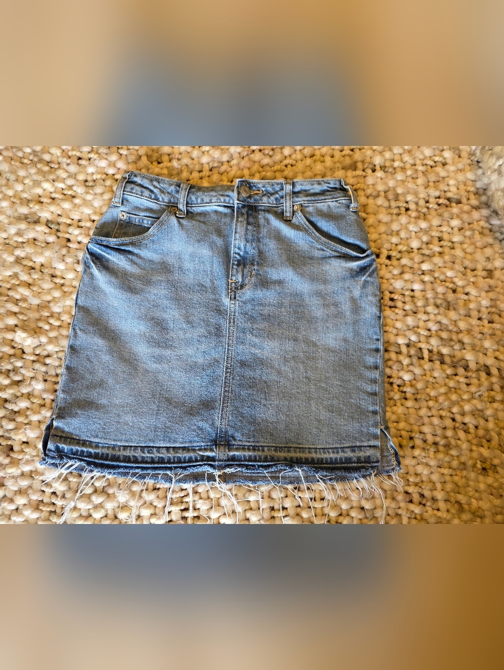 Old Navy Light Blue Denim Mini Skirt with Frayed Hem